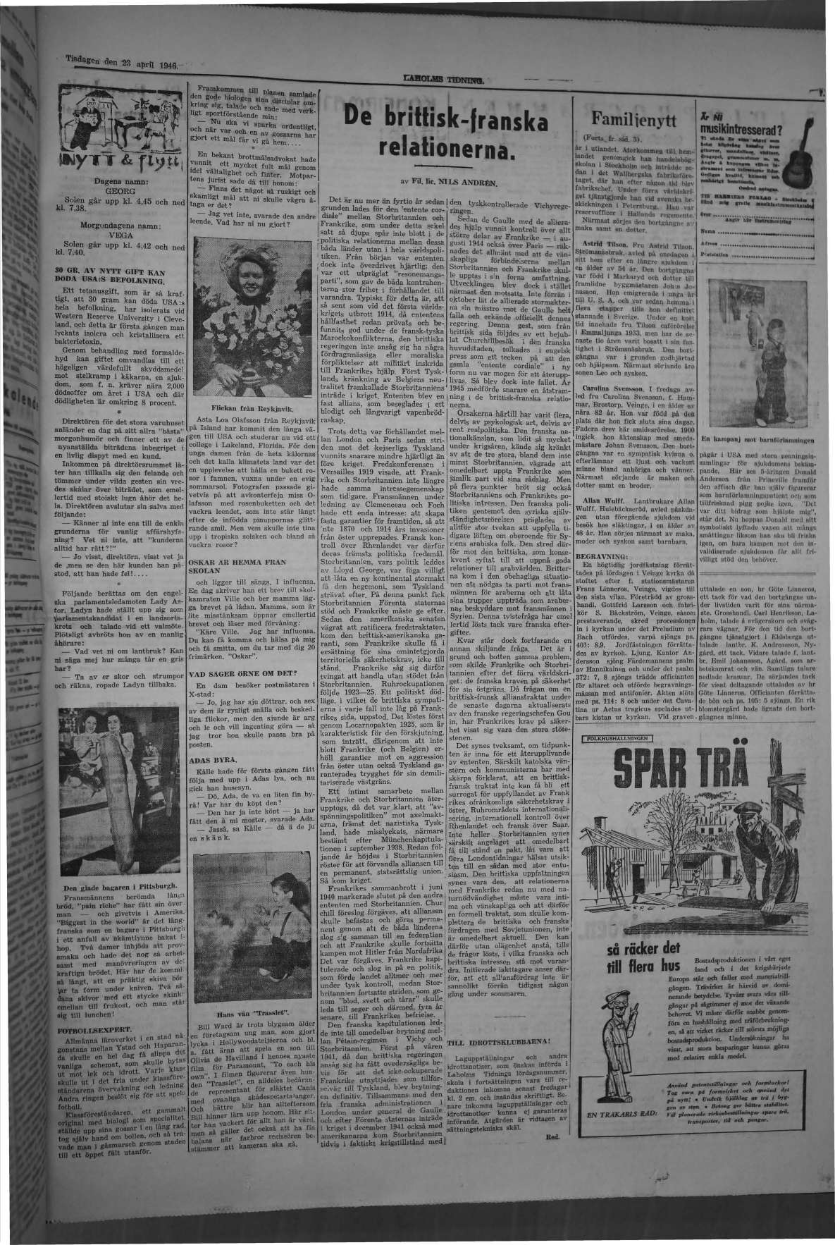 Laholms Tidning Tisdag 23 april 1946, sida 7