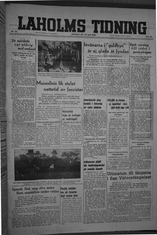 Förstasidan, Onsdag 24 april 1946