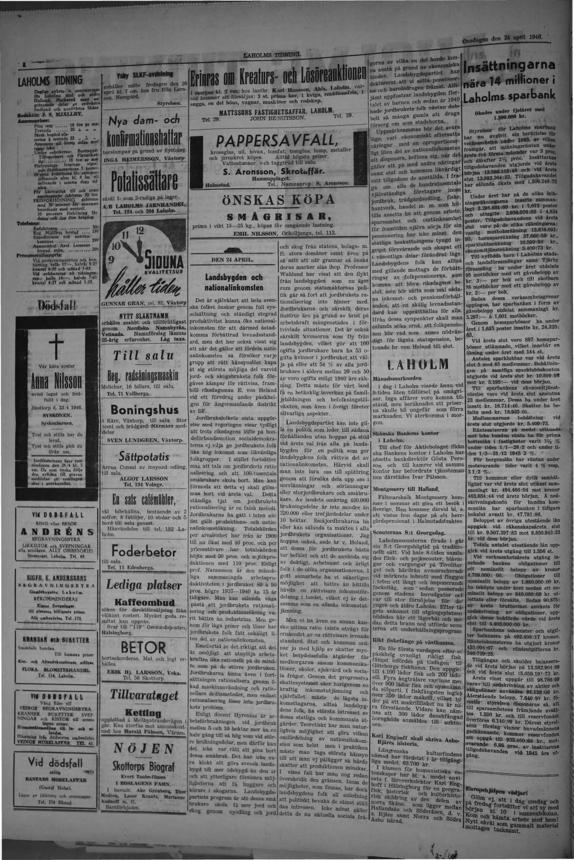 Laholms Tidning Onsdag 24 april 1946, sida 2