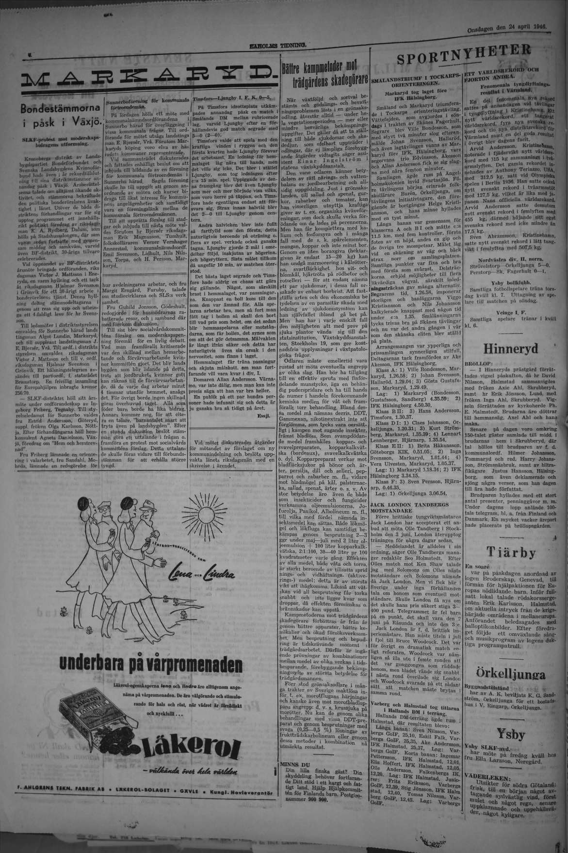 Laholms Tidning Onsdag 24 april 1946, sida 4