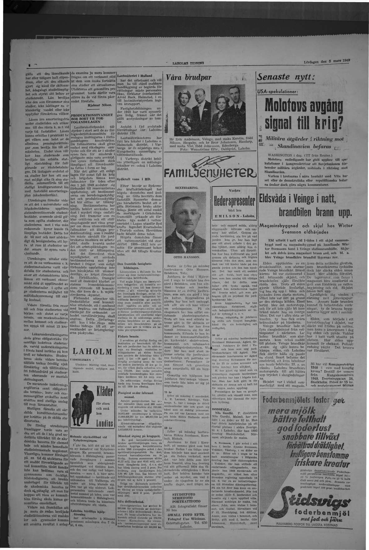 Laholms Tidning Lördag 5 mars 1949, sida 4