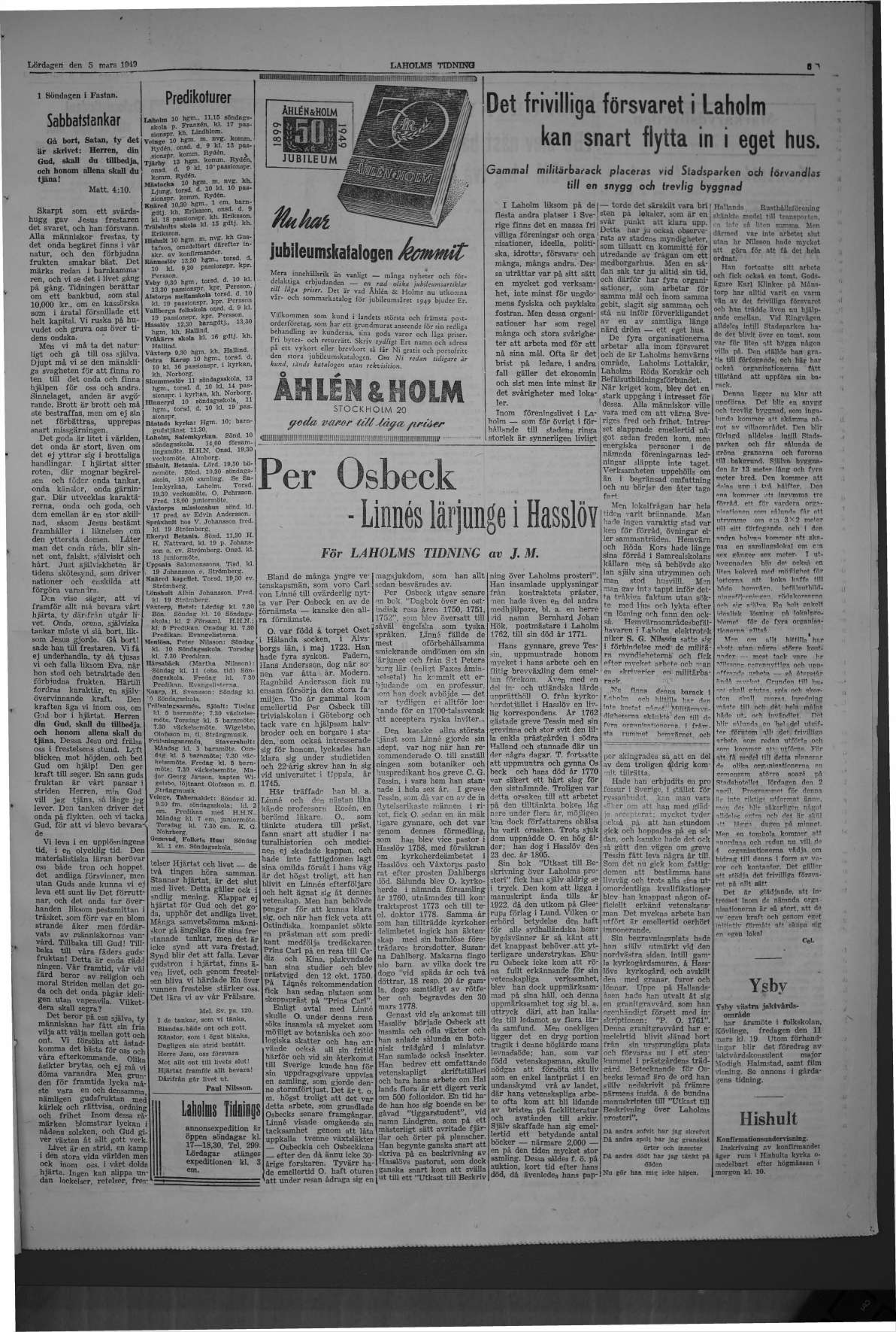 Laholms Tidning Lördag 5 mars 1949, sida 5