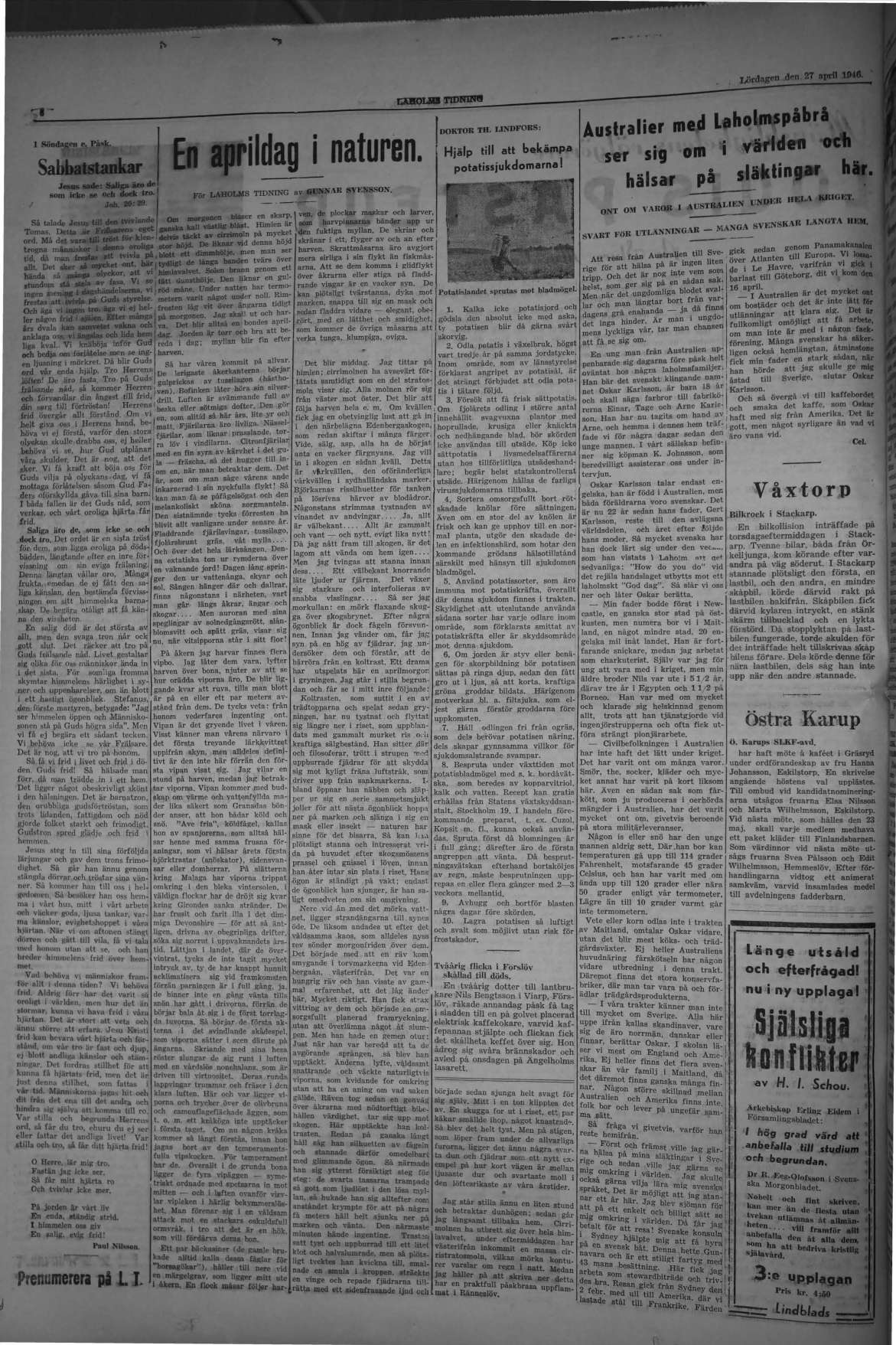 Laholms Tidning Lördag 27 april 1946, sida 6