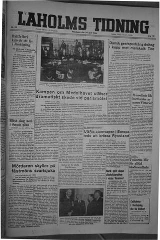 Förstasidan, Måndag 29 april 1946
