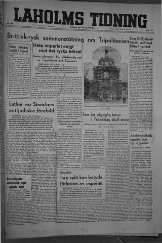 Förstasidan, Tisdag 30 april 1946