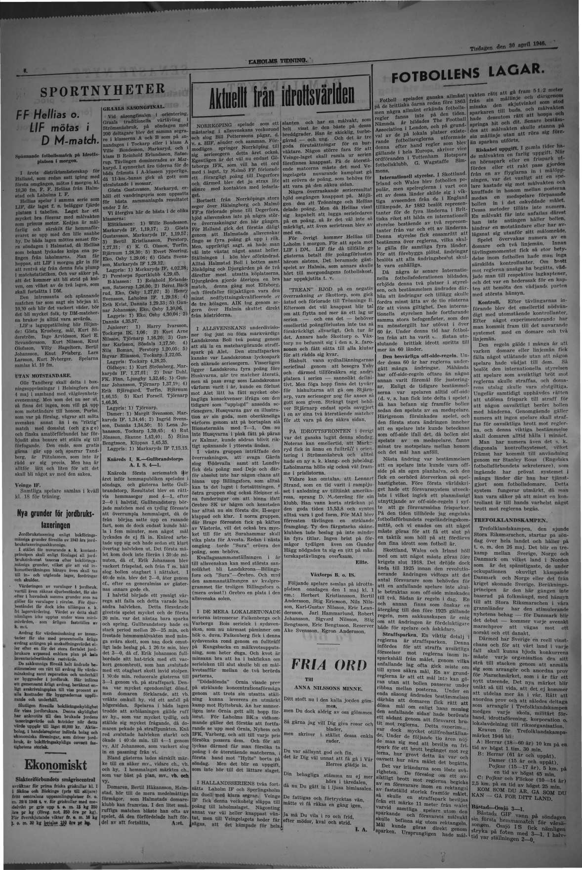 Laholms Tidning Tisdag 30 april 1946, sida 4