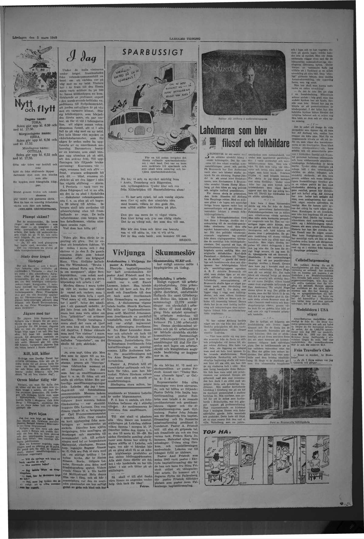 Laholms Tidning Lördag 5 mars 1949, sida 7