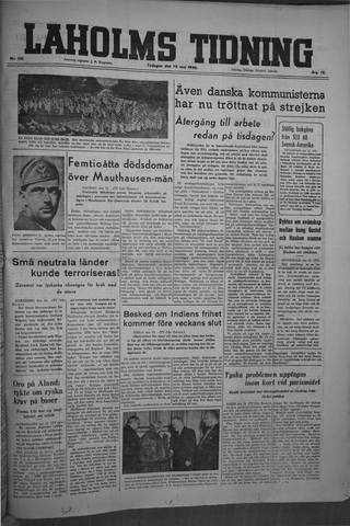Förstasidan, Tisdag 14 maj 1946