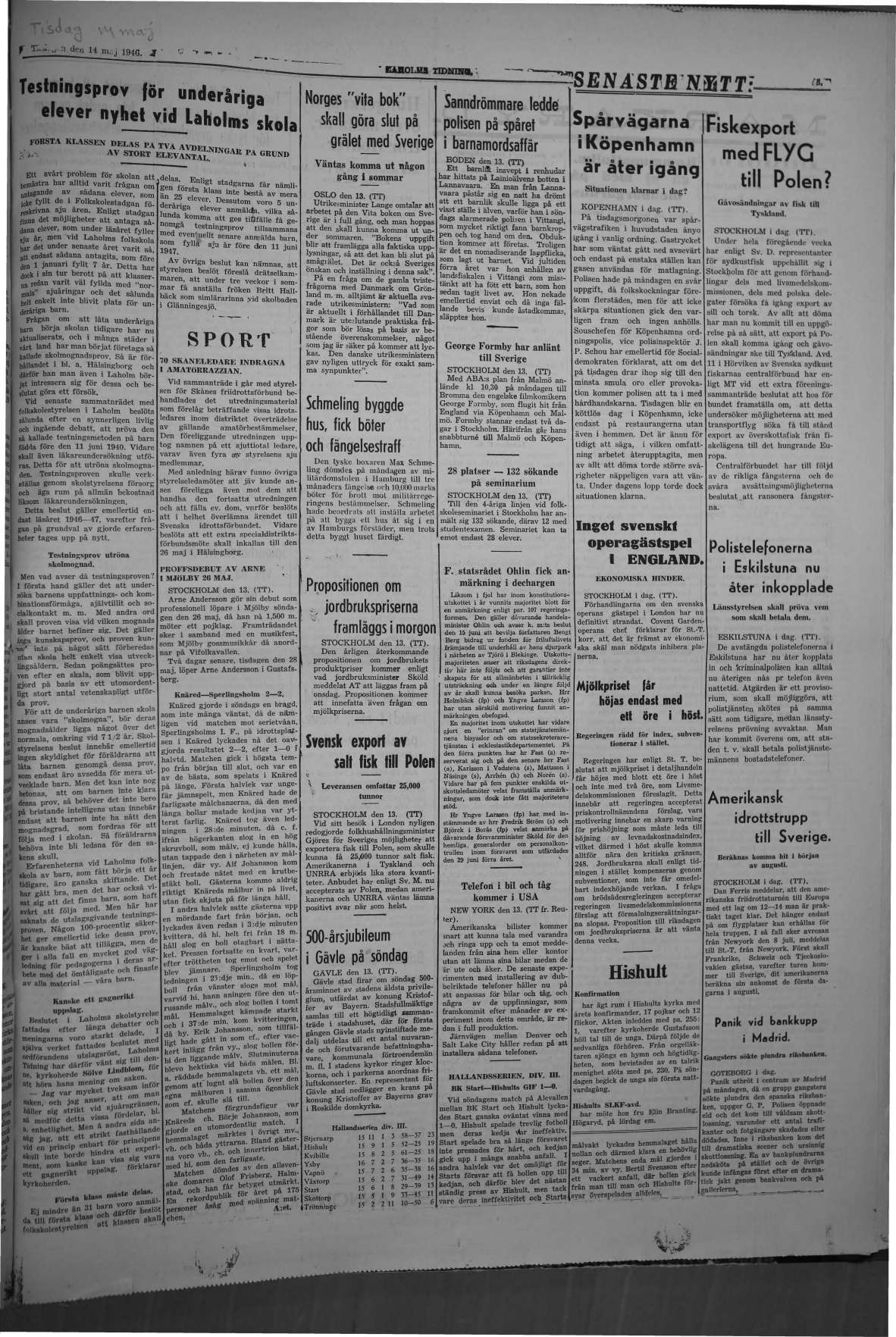 Laholms Tidning Tisdag 14 maj 1946, sida 3