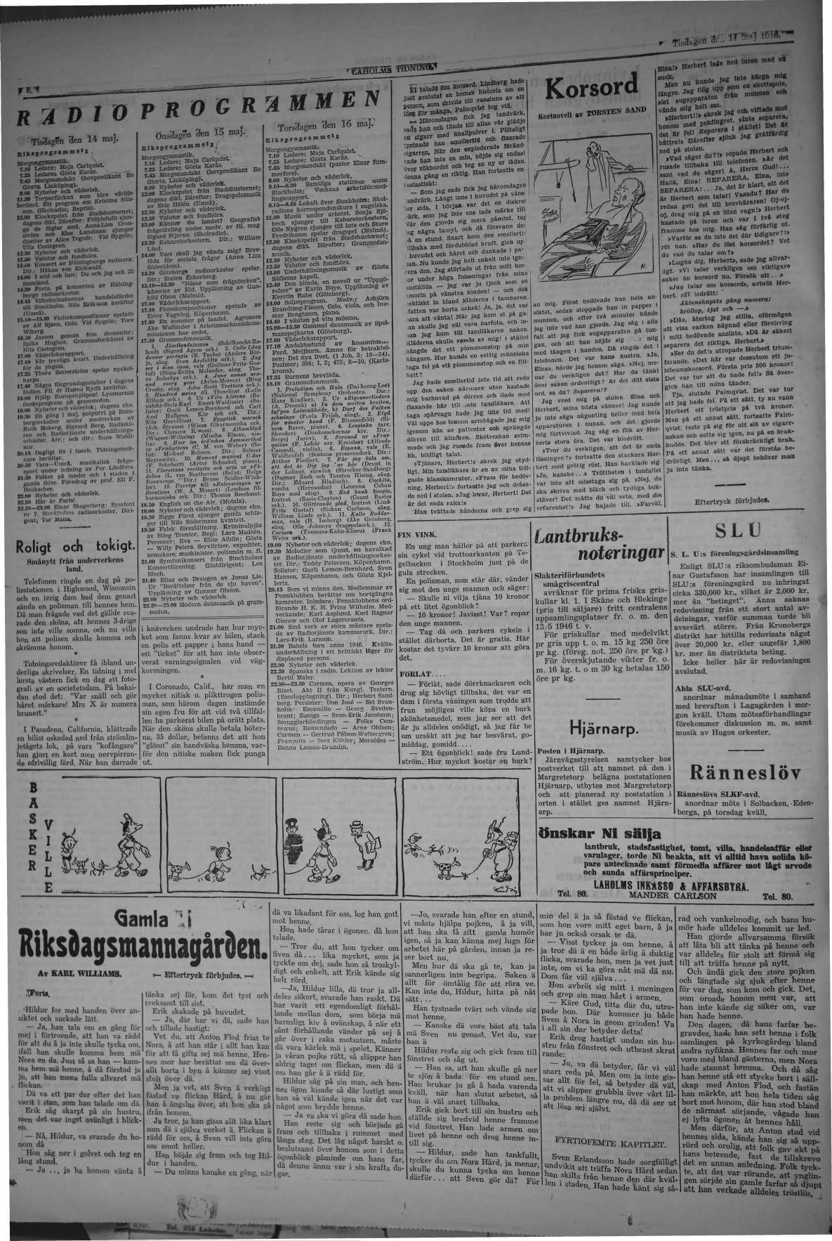 Laholms Tidning Tisdag 14 maj 1946, sida 6