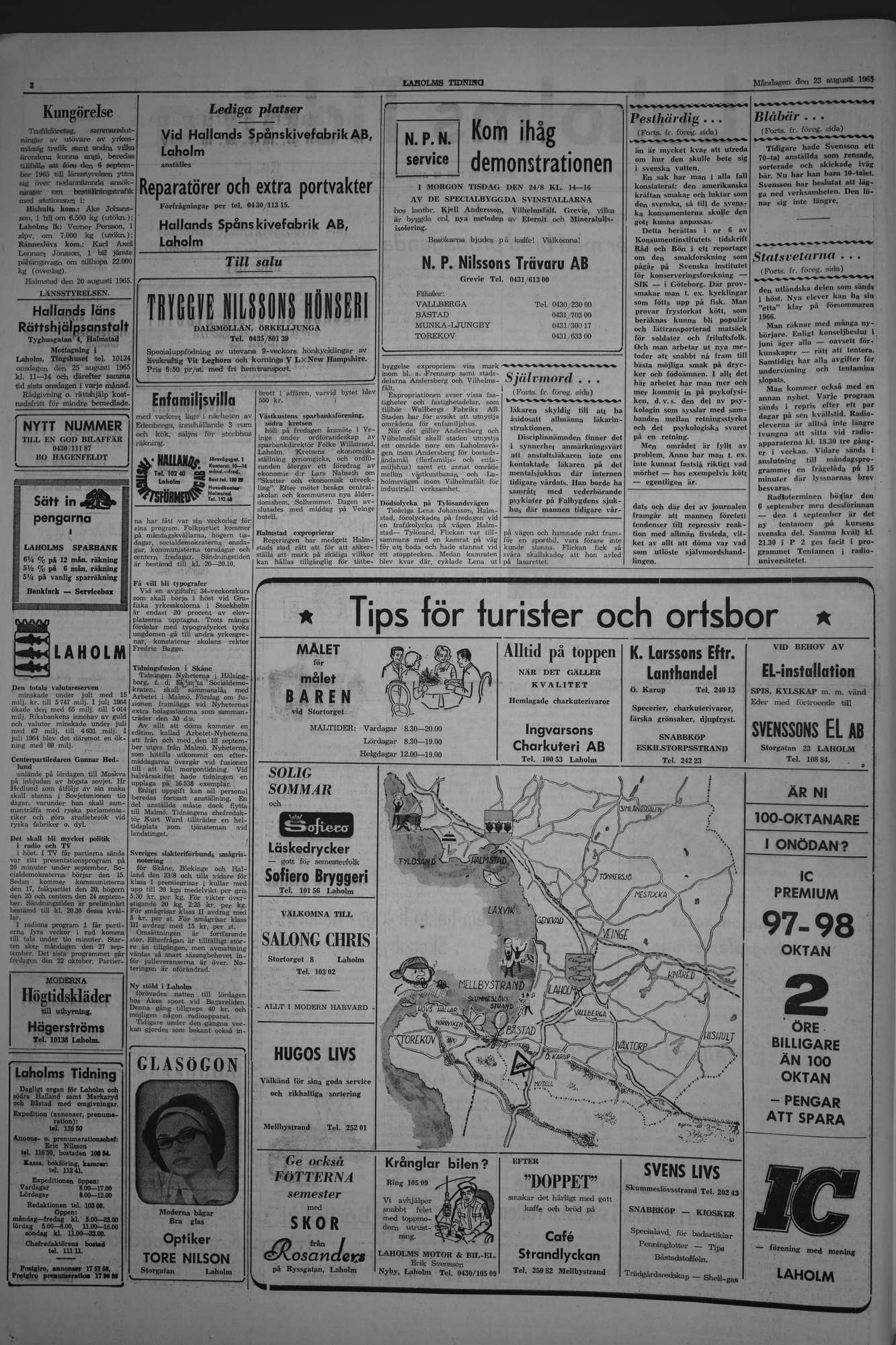 Laholms Tidning Måndag 23 augusti 1965, sida 2