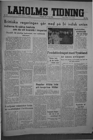 Förstasidan, Fredag 17 maj 1946