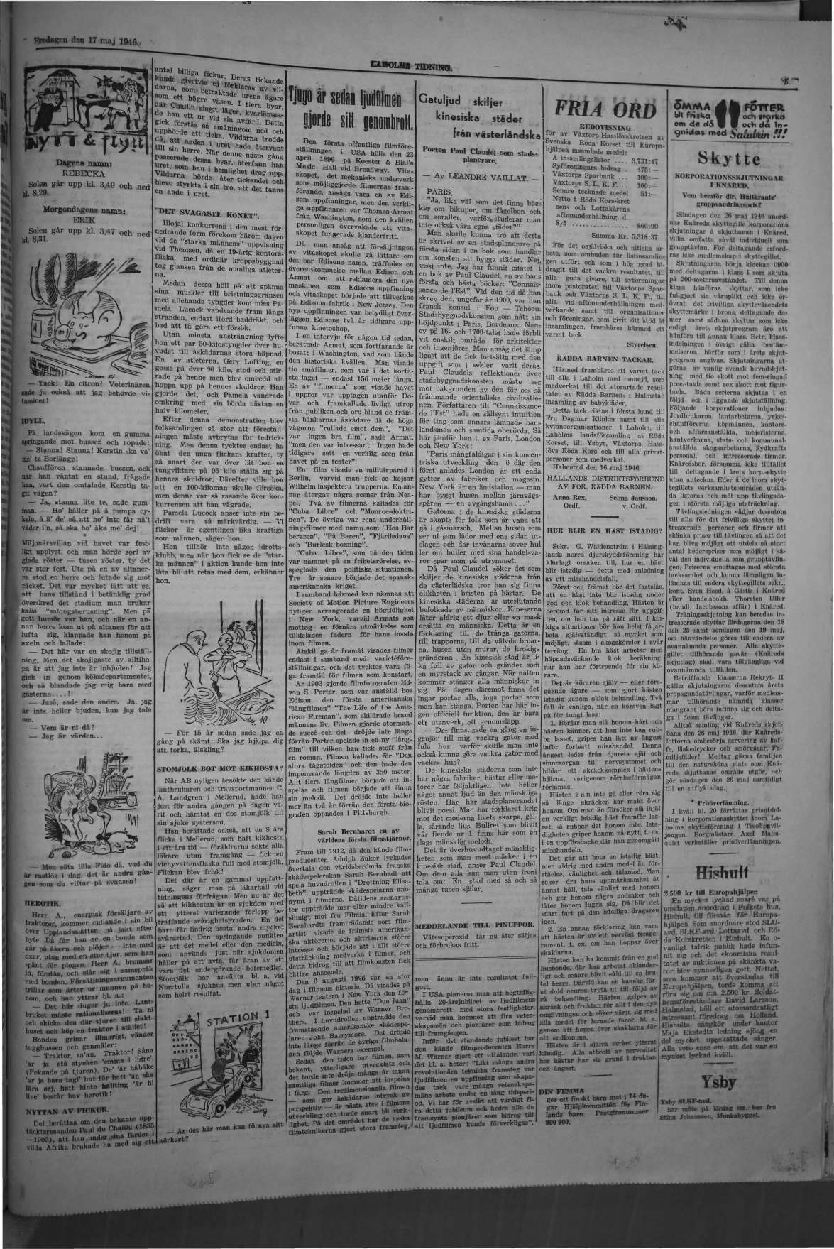 Laholms Tidning Fredag 17 maj 1946, sida 5