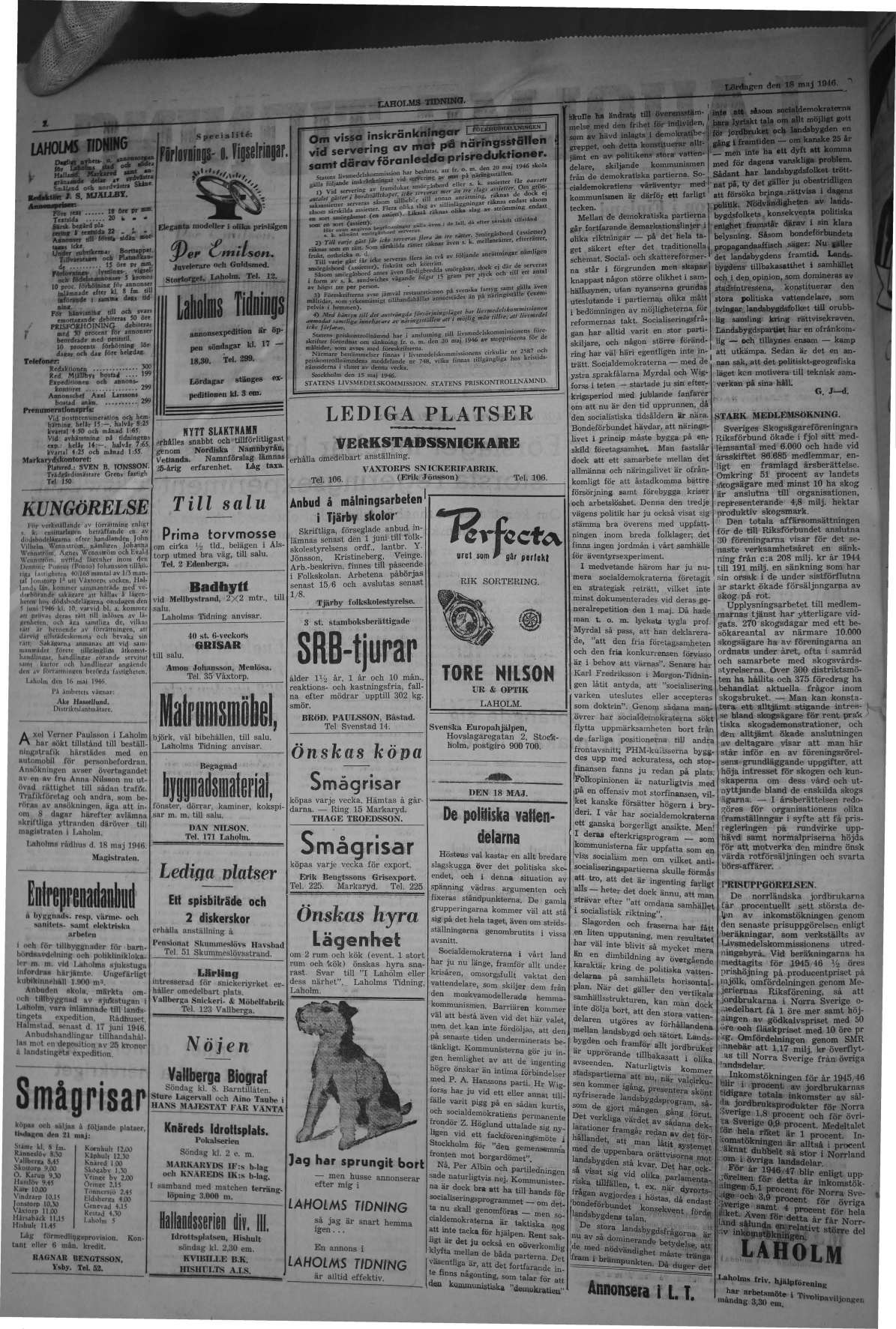 Laholms Tidning Lördag 18 maj 1946, sida 2