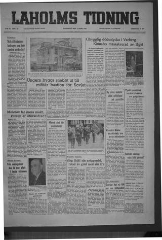 Förstasidan, Måndag 7 mars 1949