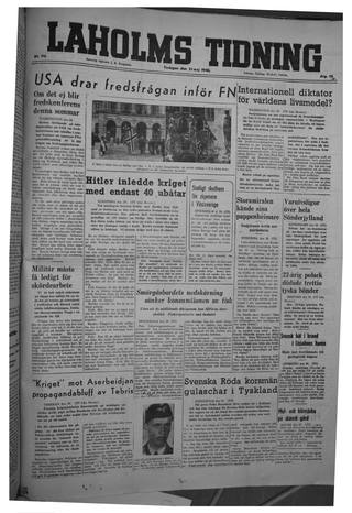 Förstasidan, Tisdag 21 maj 1946