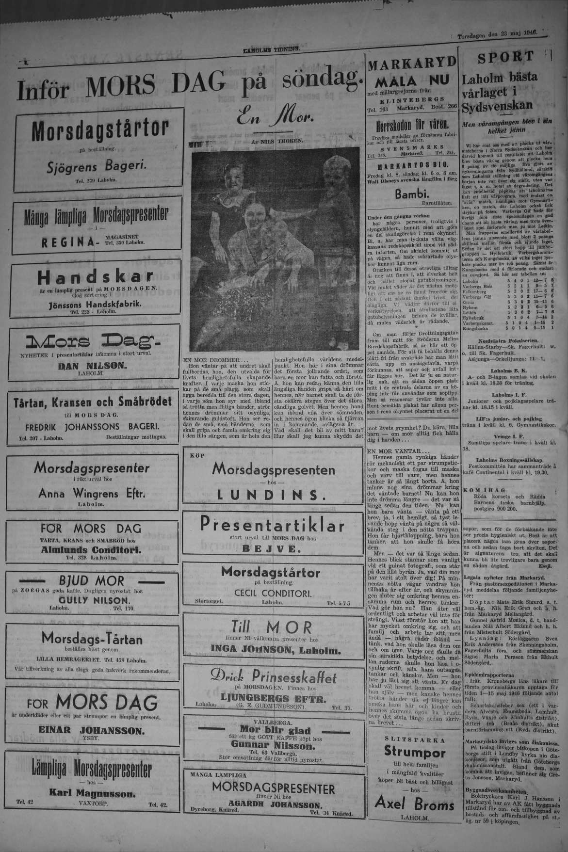 Laholms Tidning Torsdag 23 maj 1946, sida 4