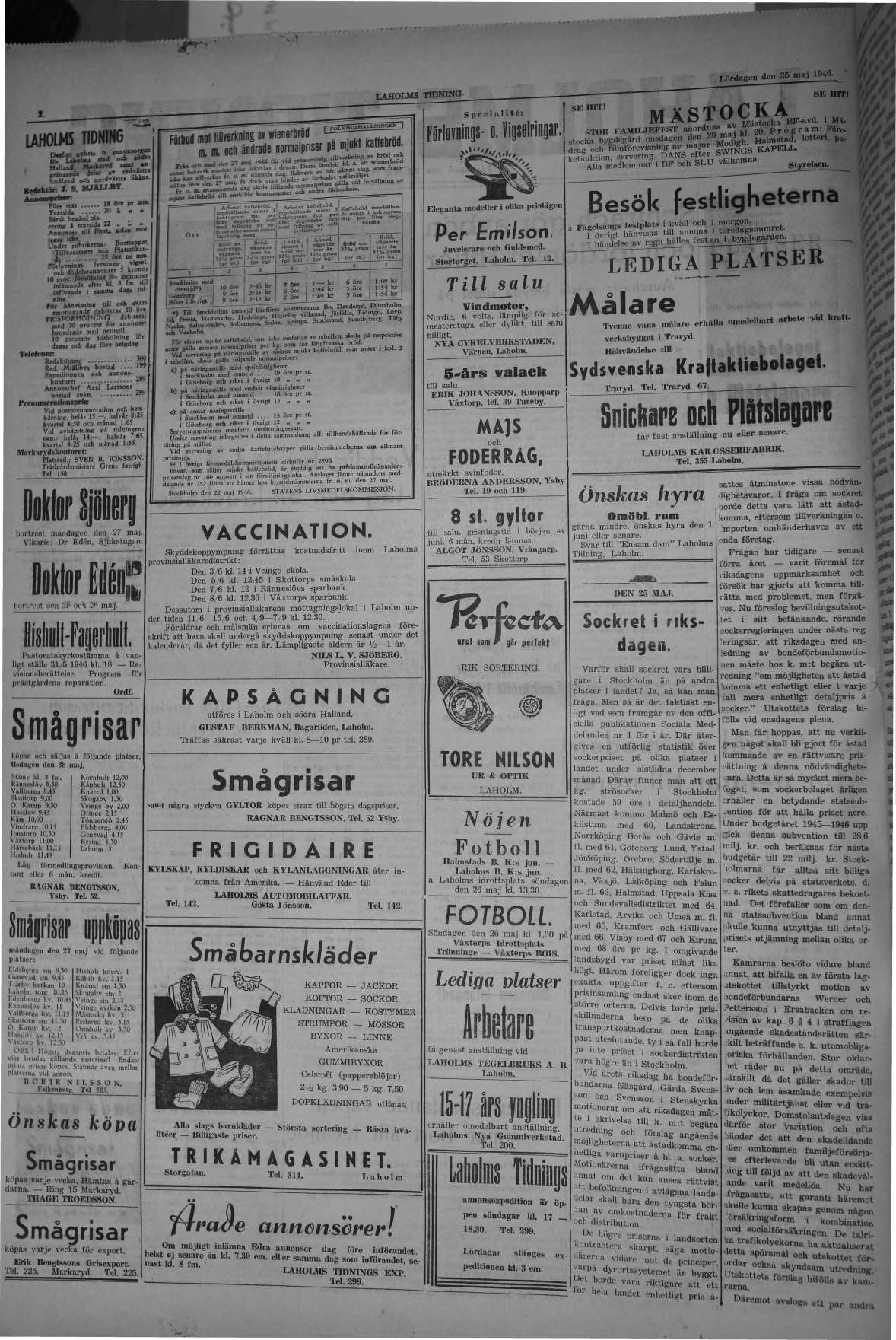 Laholms Tidning Lördag 25 maj 1946, sida 2