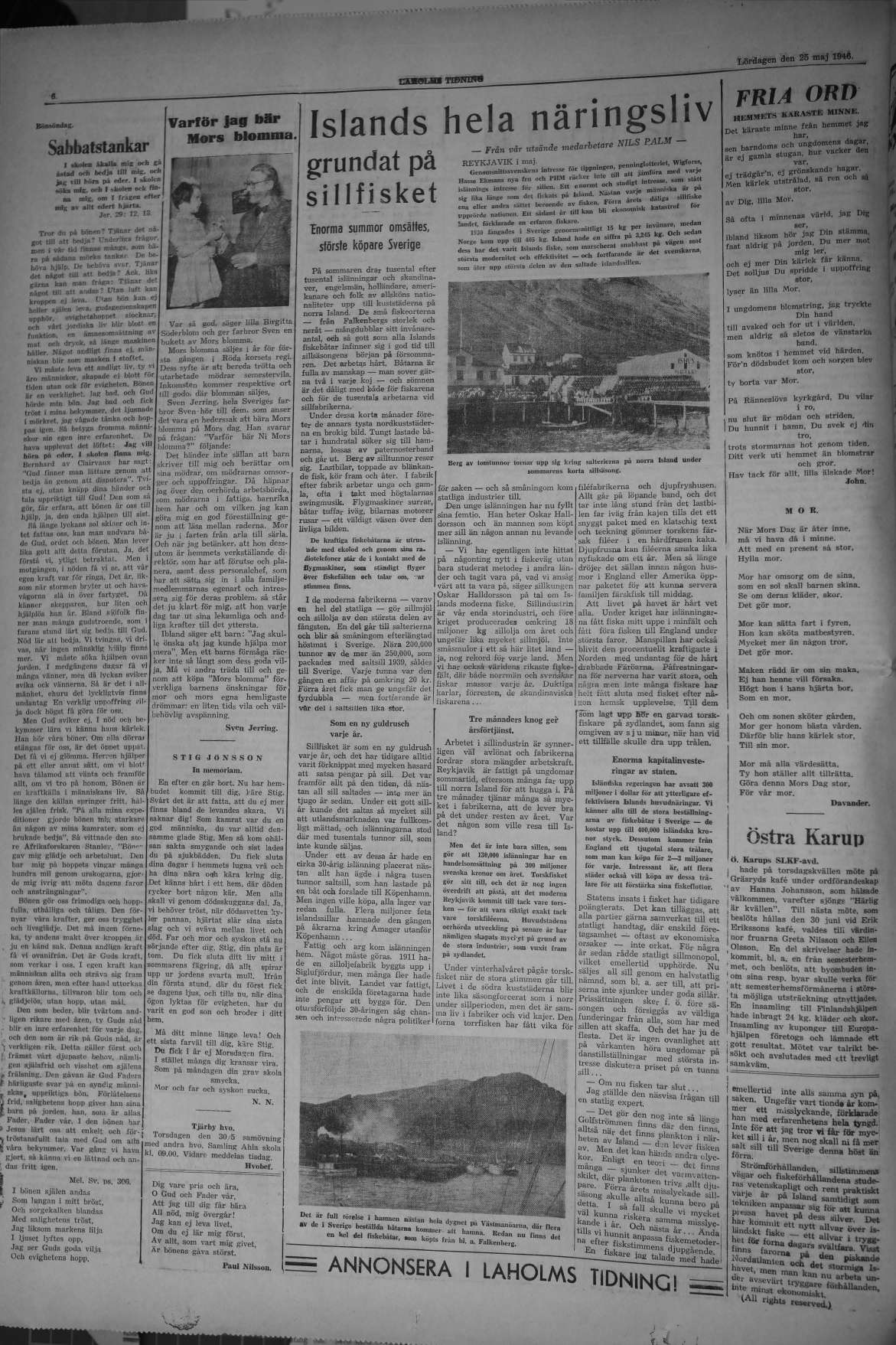 Laholms Tidning Lördag 25 maj 1946, sida 6