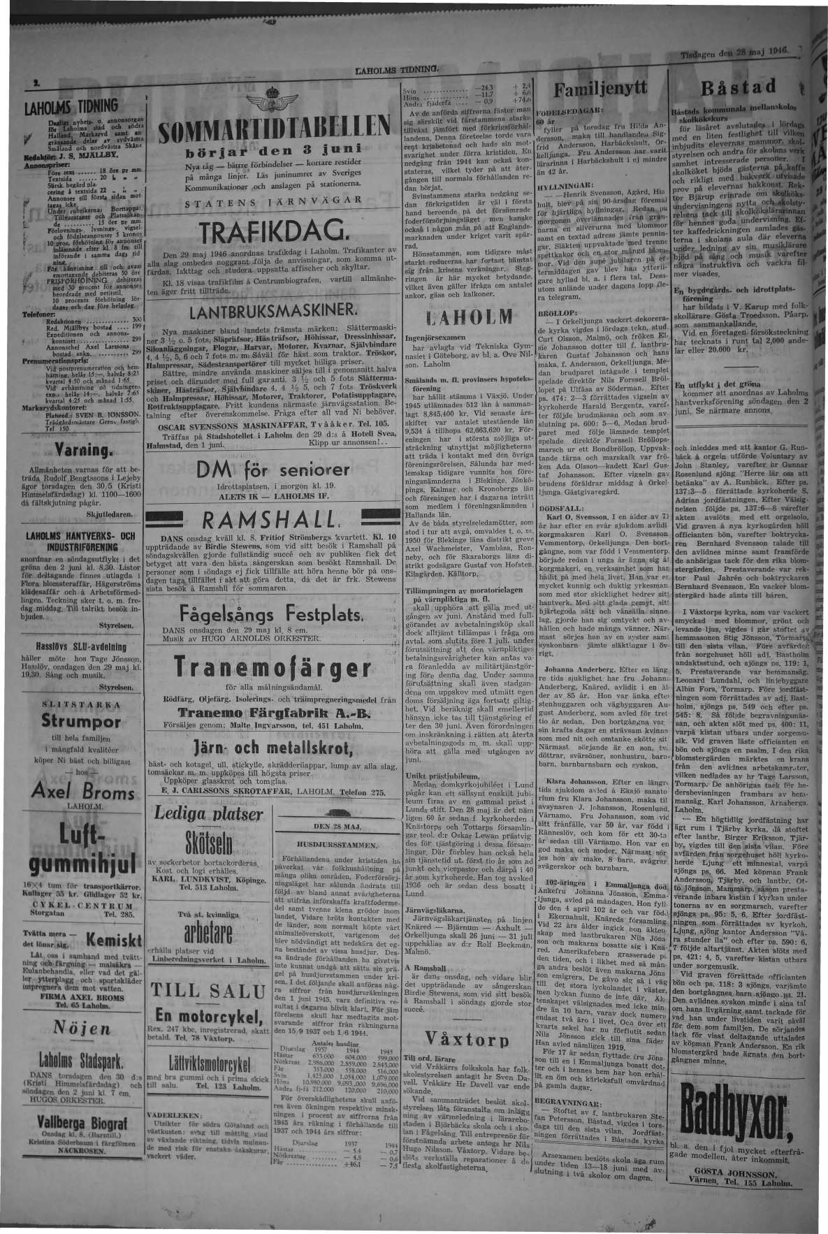 Laholms Tidning Tisdag 28 maj 1946, sida 2