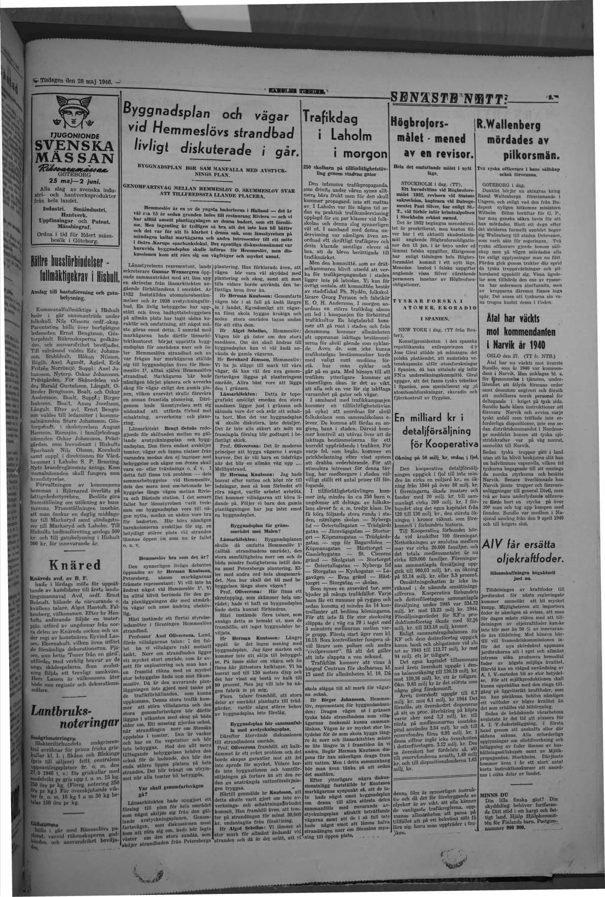 Laholms Tidning Tisdag 28 maj 1946, sida 3