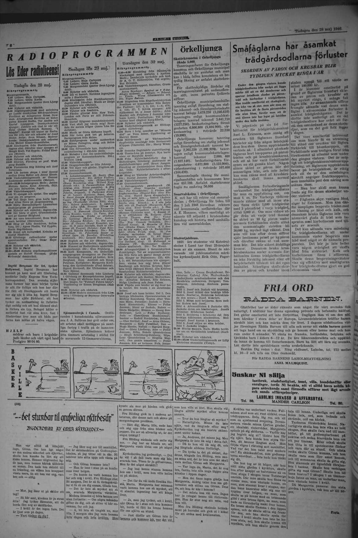 Laholms Tidning Tisdag 28 maj 1946, sida 6
