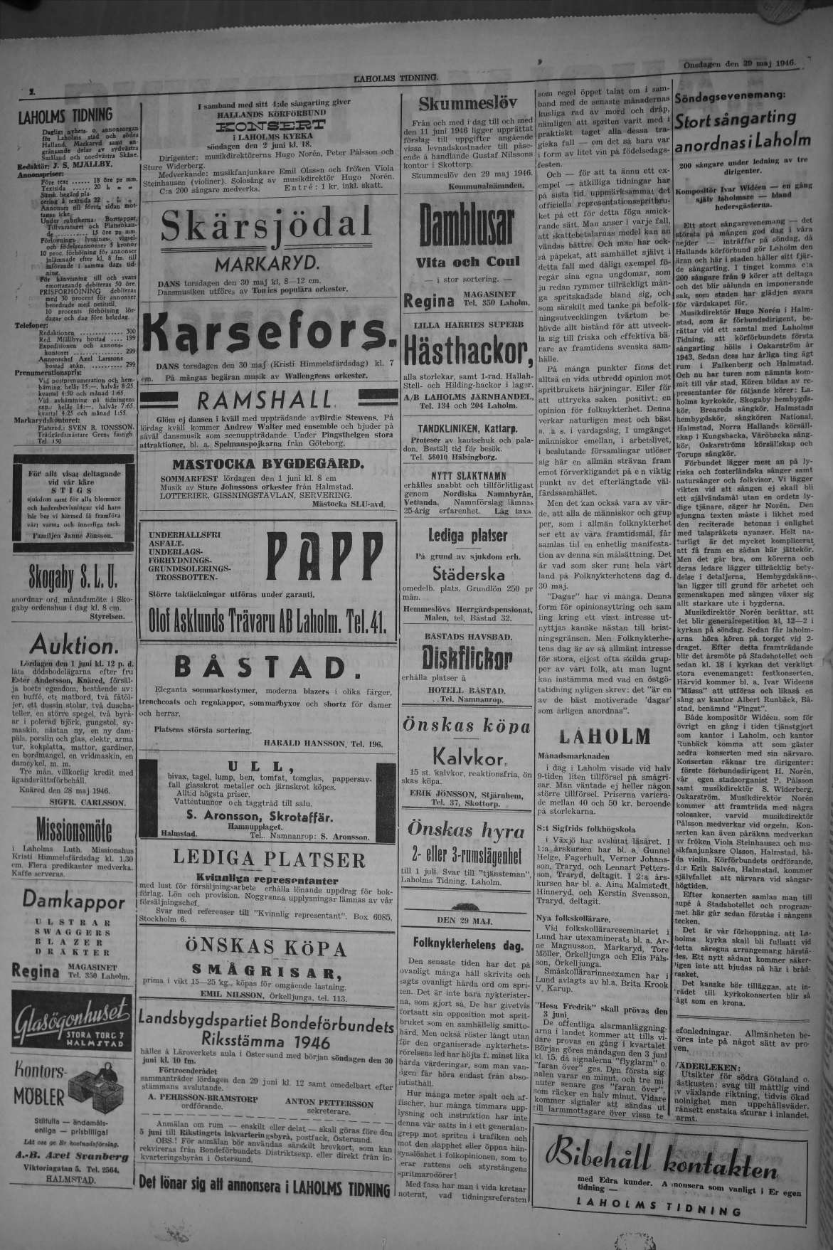 Laholms Tidning Onsdag 29 maj 1946, sida 2