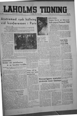 Förstasidan, Torsdag 2 maj 1946