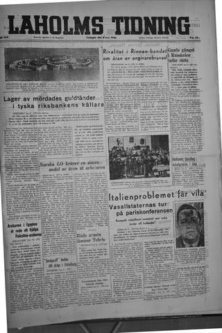 Förstasidan, Tisdag 7 maj 1946