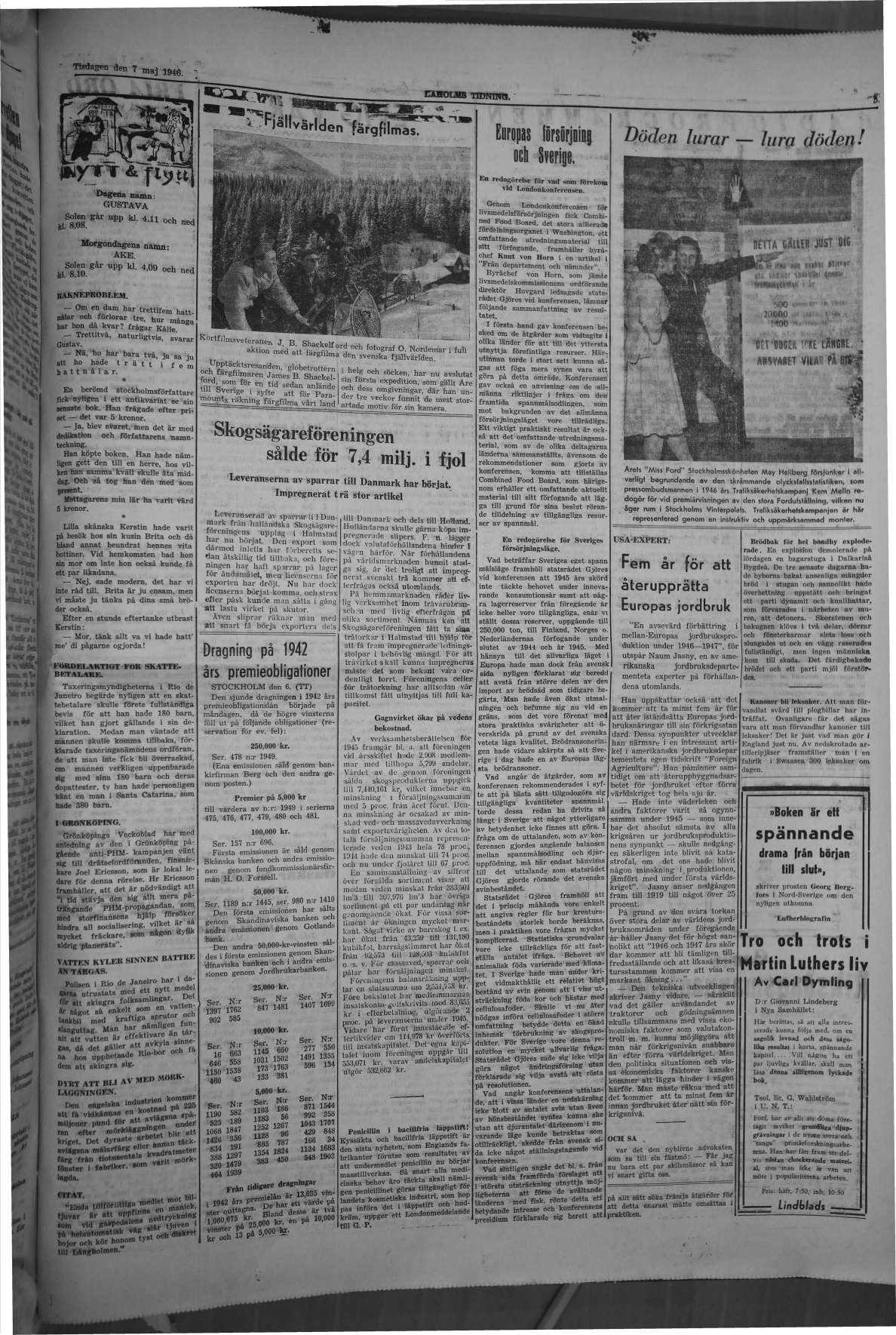Laholms Tidning Tisdag 7 maj 1946, sida 5