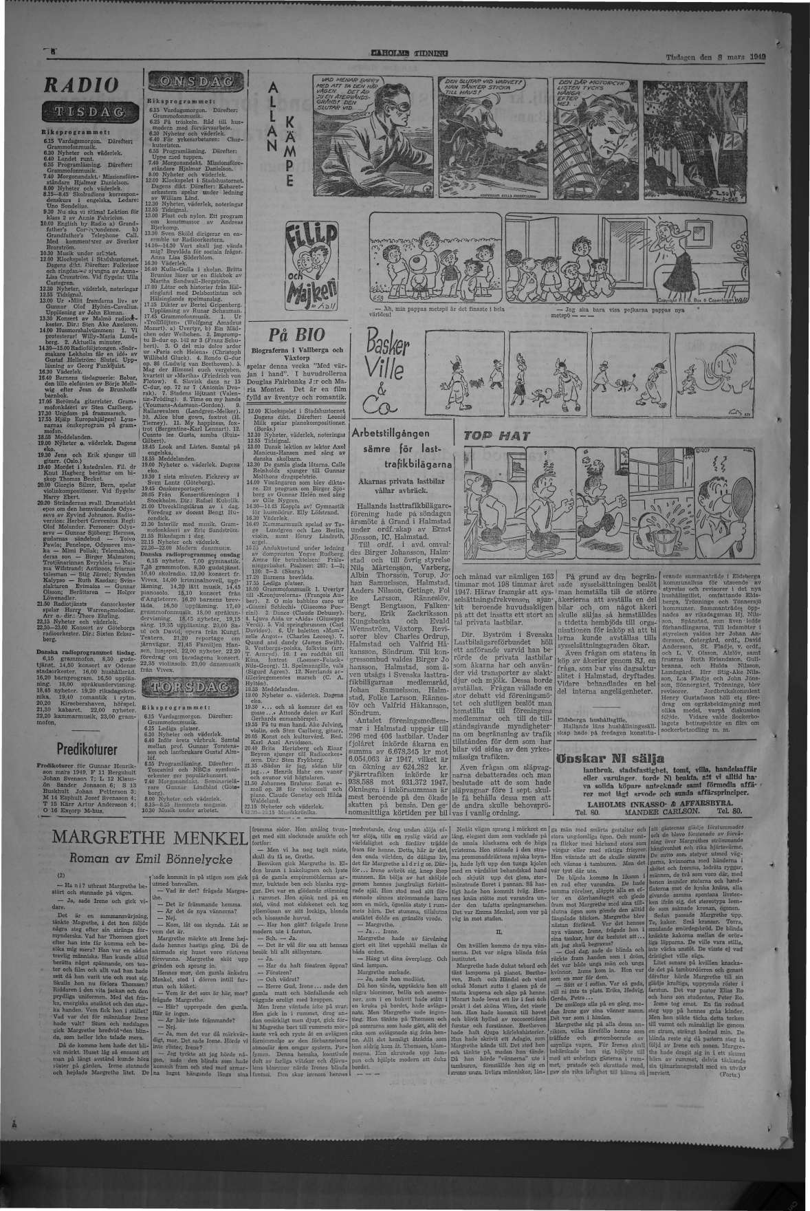 Laholms Tidning Tisdag 8 mars 1949, sida 6