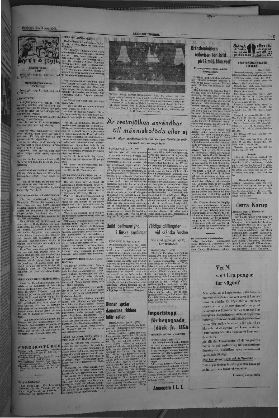 Laholms Tidning Onsdag 8 maj 1946, sida 5
