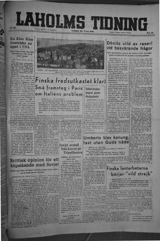 Förstasidan, Lördag 11 maj 1946
