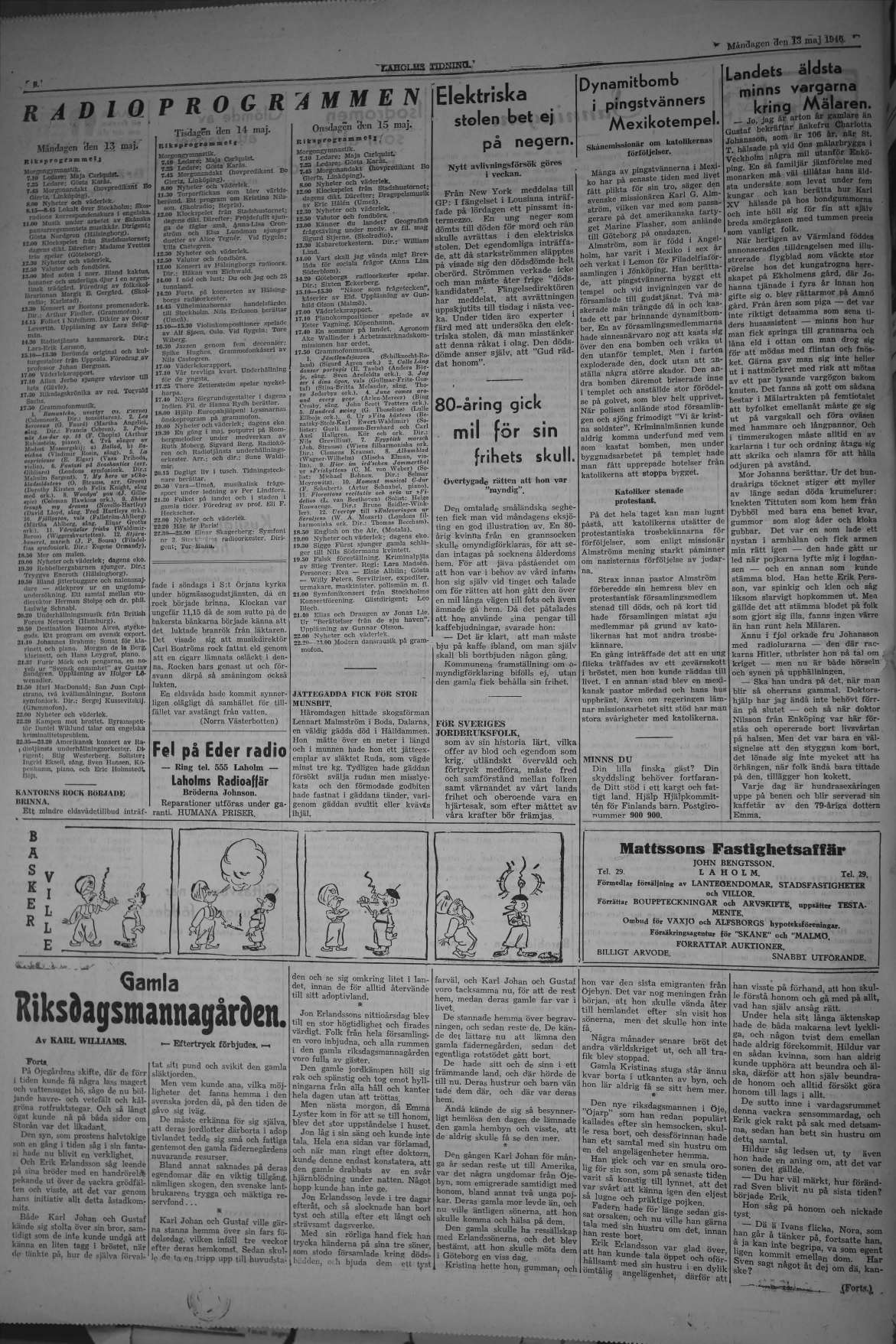 Laholms Tidning Måndag 13 maj 1946, sida 8