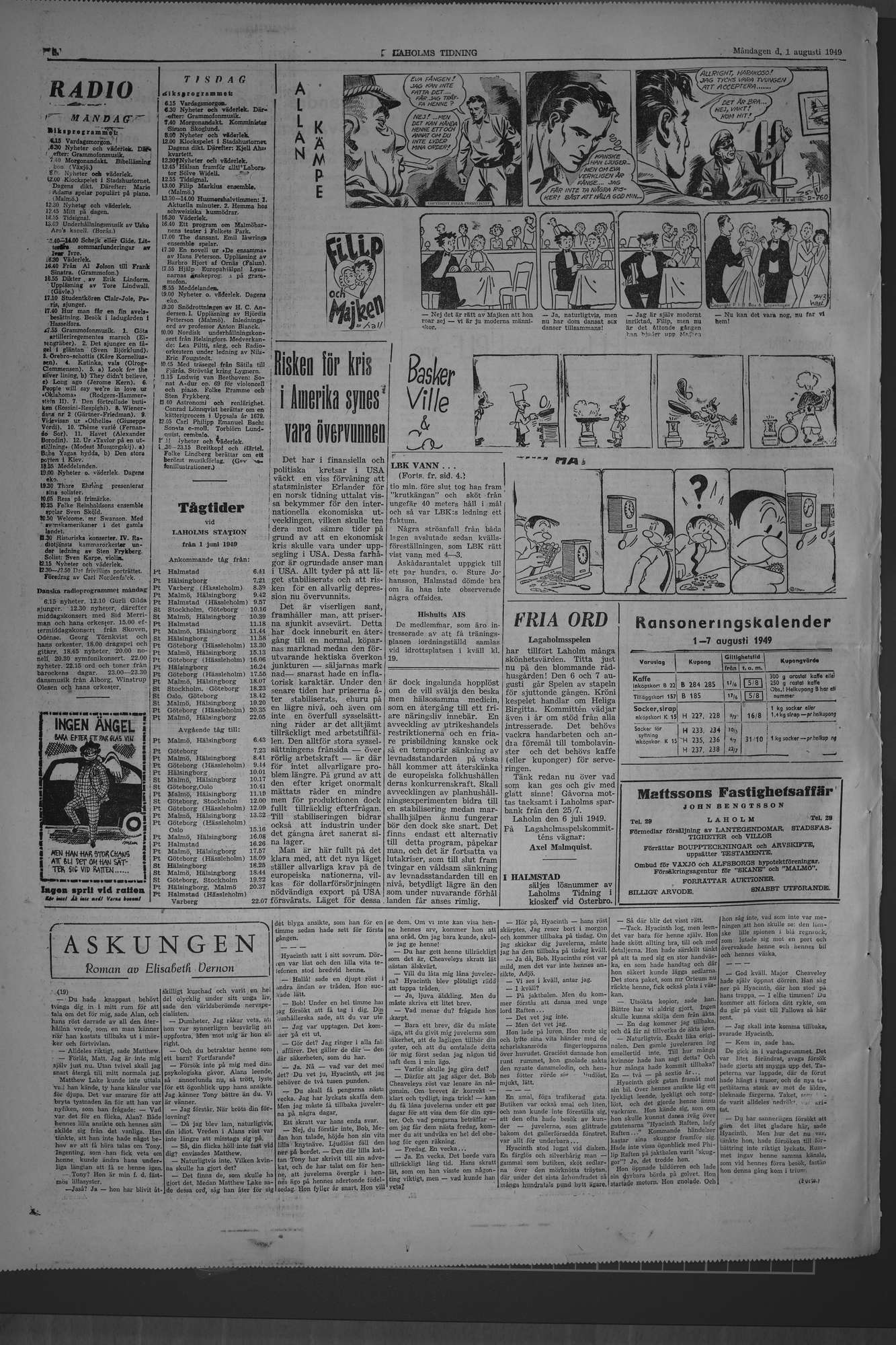Laholms Tidning Måndag 1 augusti 1949, sida 6