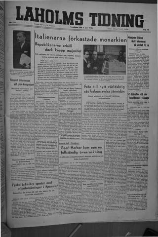 Förstasidan, Torsdag 6 juni 1946