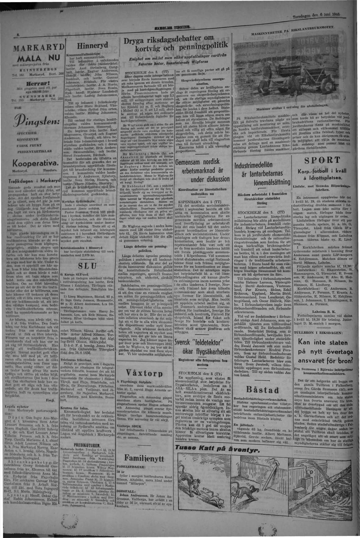 Laholms Tidning Torsdag 6 juni 1946, sida 4
