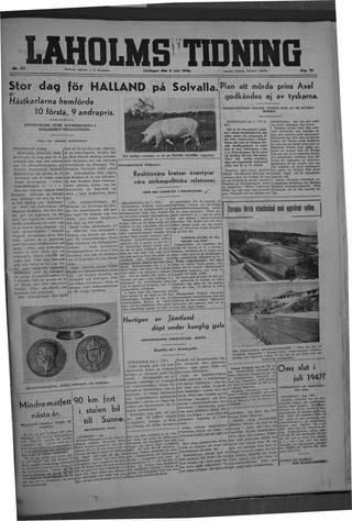 Förstasidan, Lördag 8 juni 1946