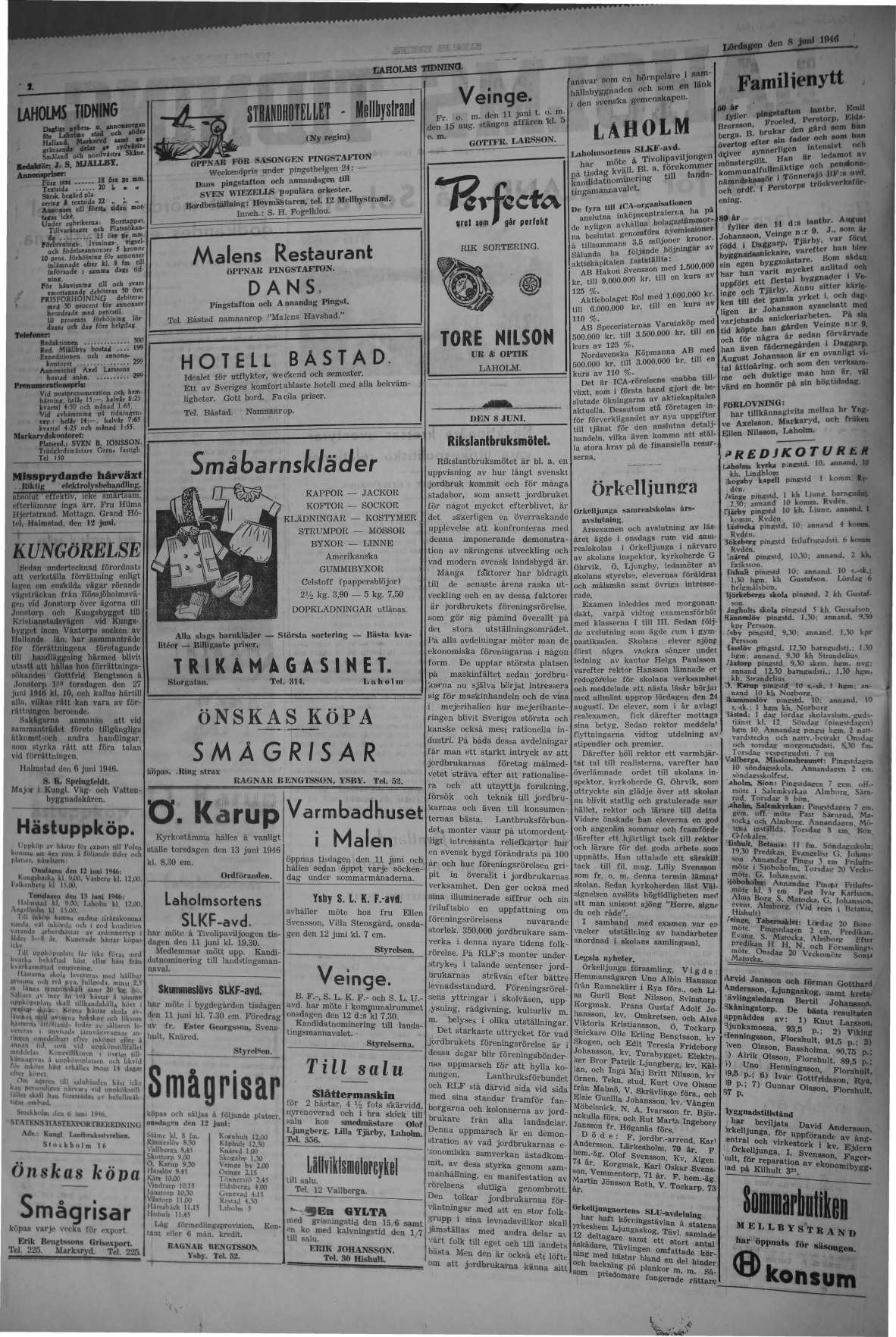 Laholms Tidning Lördag 8 juni 1946, sida 2