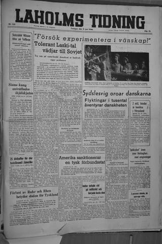 Förstasidan, Tisdag 11 juni 1946