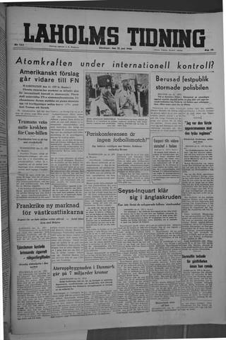 Förstasidan, Onsdag 12 juni 1946