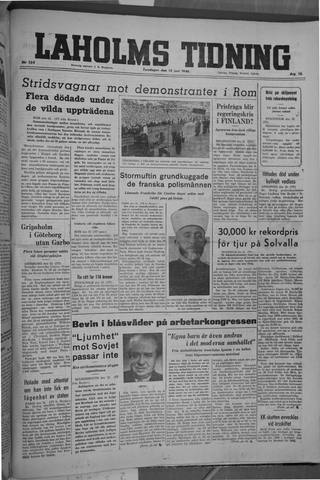 Förstasidan, Torsdag 13 juni 1946