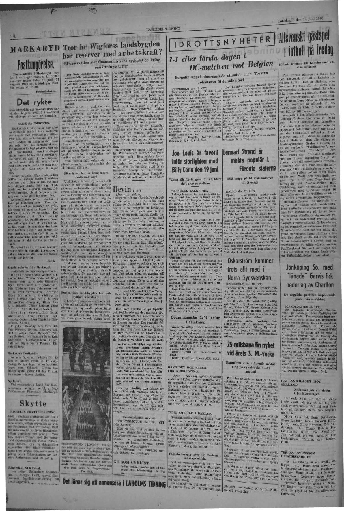 Laholms Tidning Torsdag 13 juni 1946, sida 4