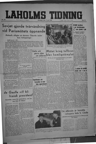 Förstasidan, Måndag 17 juni 1946