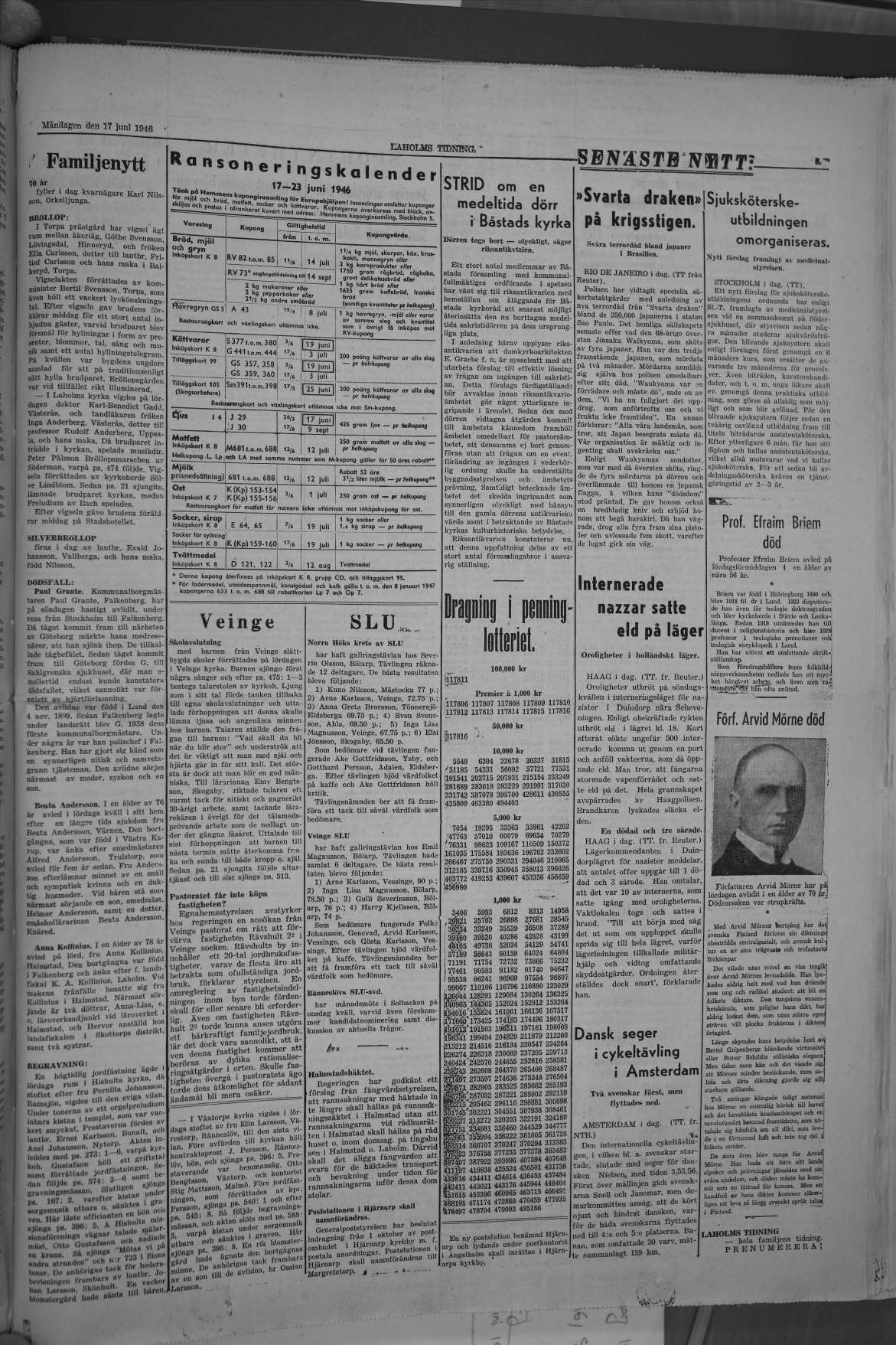 Laholms Tidning Måndag 17 juni 1946, sida 3