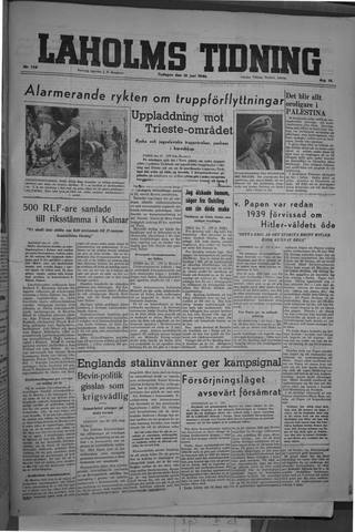 Förstasidan, Tisdag 18 juni 1946