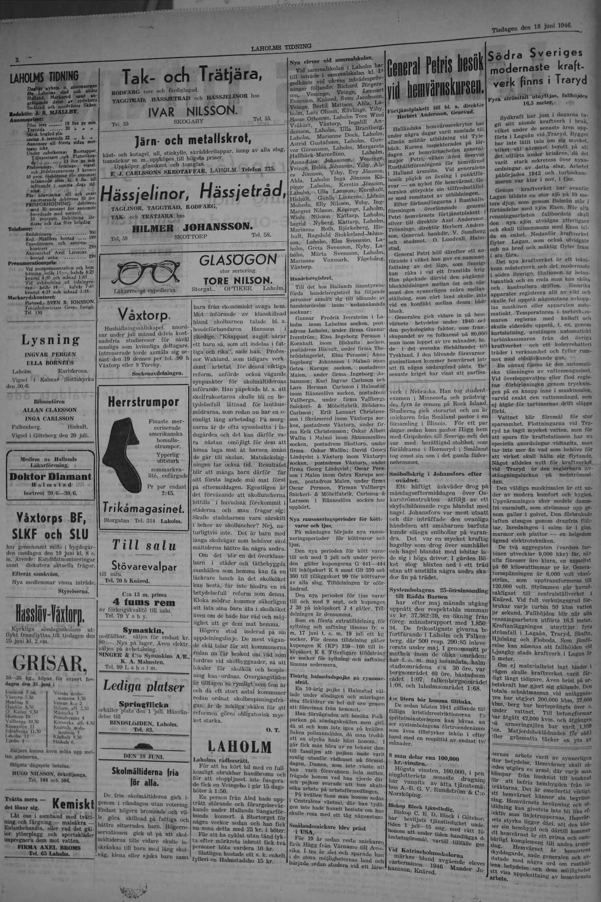 Laholms Tidning Tisdag 18 juni 1946, sida 2