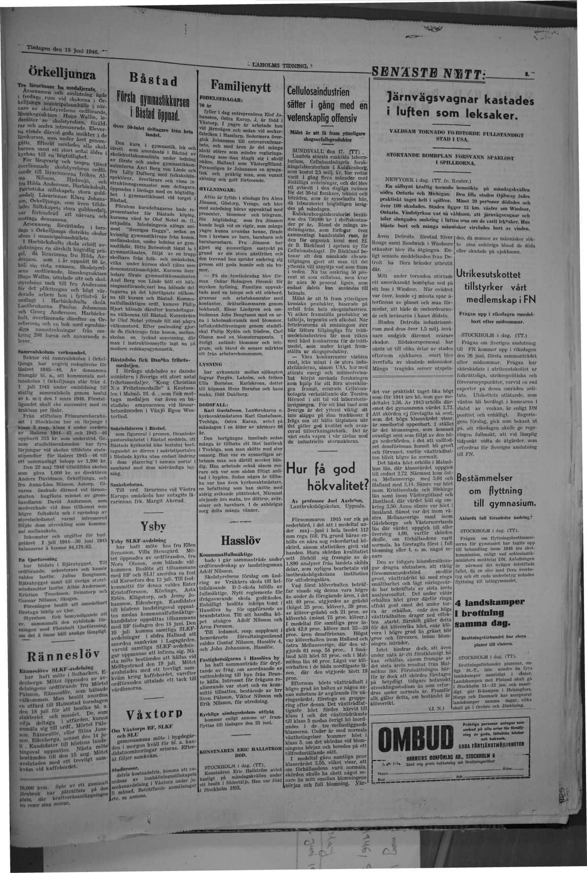 Laholms Tidning Tisdag 18 juni 1946, sida 3