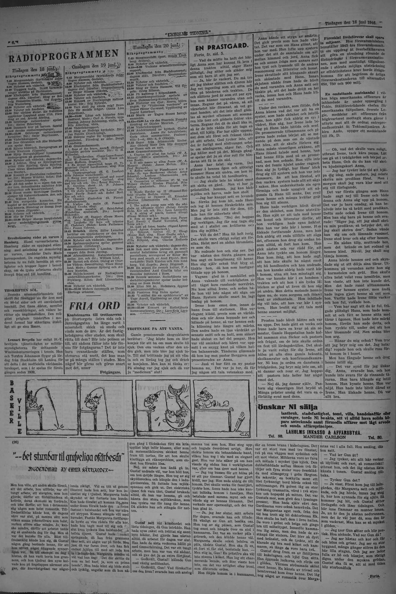 Laholms Tidning Tisdag 18 juni 1946, sida 6