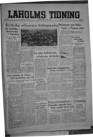 Förstasidan, Onsdag 19 juni 1946